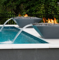 Brasero décoratif d'extérieur en acier Corten avec cascade, allumeur au gaz naturel, épaisseur 3 mm, finition rouillée naturelle, écologique