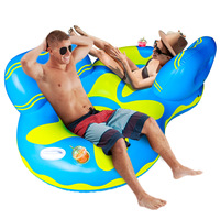 Bouée gonflable pour 2 personnes avec dossier et porte-gobelets, flotteur de piscine pour fête estivale