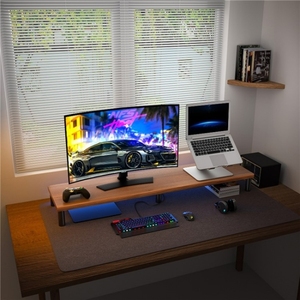<span class=keywords><strong>Support</strong></span> de moniteur de bureau de haute qualité en alliage d'aluminium + plaque en <span class=keywords><strong>bois</strong></span> <span class=keywords><strong>support</strong></span> de <span class=keywords><strong>support</strong></span> d'écran d'ordinateur - Product Image 3