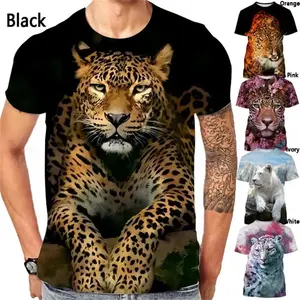 Impressão 3D Animal Tiger Leopard T-Shirt Para Homens Mulheres Casual Manga Curta Tee Tops Streetwear Mens Oversized Tshirt Ropa Hombre