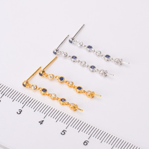 Accessoires en perles DIY 20659, plateau vide en argent S925 avec perles rondes de 8 à 10 mm, bijoux en argent simples, boucles d'oreilles pendantes - Product Image 2