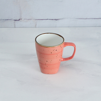 JQY Tasses en céramique Tasses à thé multicolores peintes à la main Ensemble de tasses à café en porcelaine mouchetée rustique de 11oz avec poignée