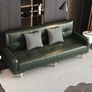 Canapé-lit pliable en cuir à double usage pour balcon, petit appartement, salon, multifonctionnel pour salon de beauté, bureau, style décontracté - Product Image 1