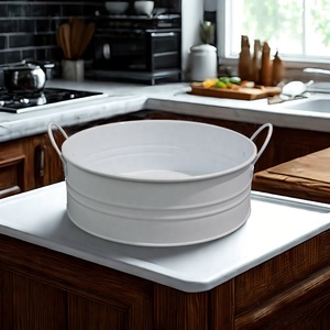 Vassoio di servizio <span class=keywords><strong>in</strong></span> <span class=keywords><strong>metallo</strong></span> zincato vassoio di stoccaggio fattoria centrotavola decorativo tavolino rustico - Product Image 5