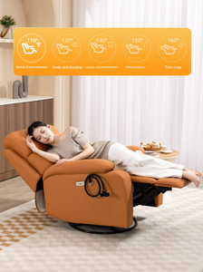 <span class=keywords><strong>Canapé</strong></span> de salon <span class=keywords><strong>électrique</strong></span> moderne une place en cuir véritable, fauteuil inclinable massant et convertible avec rangement - Product Image 6