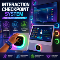 Système de compétition interactif avec bracelet intelligent RFID, terminal de notation et affichage des classements en temps réel pour arènes sportives intérieures