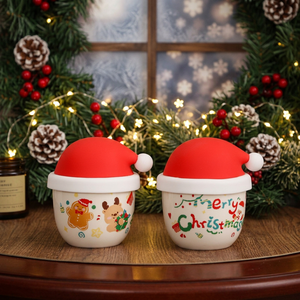 230ml Classic Christmas Ceramic Coffee Mug with Silicone Lid for Presents - Product Image 1