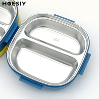 Boîte à lunch portable en acier inoxydable 304 à 3 étages divisée pour enfants, combinaison libre avec cuillère pour le stockage des aliments