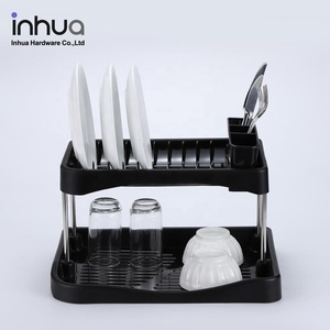 Factory direct kitchen drainer rack 2 tier dish drying rack tableware plastic storage rack
