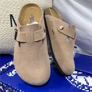 Mules de luxe décontractées à bout fermé avec semelles en liège, sandales plates vintage de haute qualité, pantoufles de créateur avec logo - Product Image 6