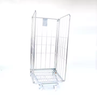 Conteneur à roulettes en acier pliable à quatre roues, robuste, pour entrepôt, capacité de 500 kg, facile à déplacer