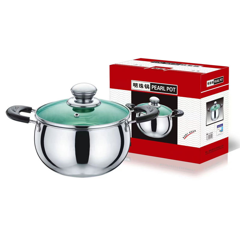 Embalaje en caja de color (doble asa) Olla para leche de 20 cm con tapa