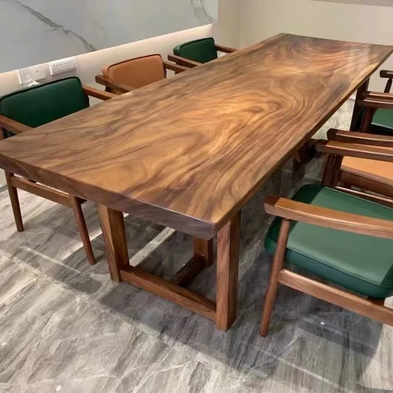 Dining room used Natural South American walnut solid wood dining table set