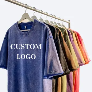 Boxy Hip Hop 250 Gsm Graphic Heavyweight TshirtsVintage Blank Embossing Print Custom Streetwear Drop Shoulder T-shirt For Unisex