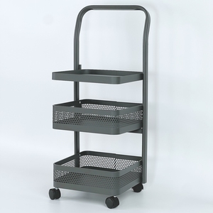 Carrito de Almacenamiento Multiusos con Ruedas Giratorias de Tres Niveles, Estante Doméstico Ajustable, Carrito con Freno de Hierro y Material PP - Product Image 2