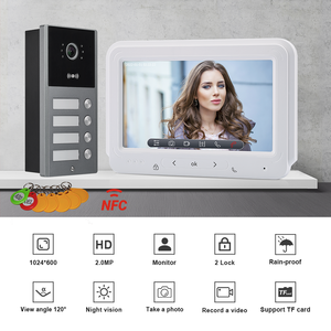 7 Inch Ips Lcd Touch Sleutel Monitor 12-Knop Video Deurtelefoon Voor Multi-Appartementen Ondersteunt 2 Sloten Met Foto & Video Geheugen - Product Image 2