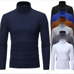 Camiseta de moda para hombre, Tops ajustados, camiseta elástica de cuello alto, camisetas de manga larga, camisetas de cuello alto para hombre 2022