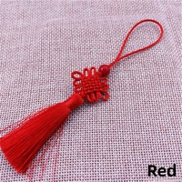 Pendentif de décoration en macramé, Mini nœud chinois, perles rouges, accessoires de bijouterie, rideau, vêtement, couture, macramé, DIY, bricolage, pièces