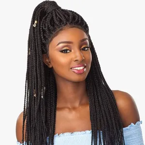 Fulani cornrow braid swiss lace front wigs high temperature resistant Japanese fiber with 4 colors available