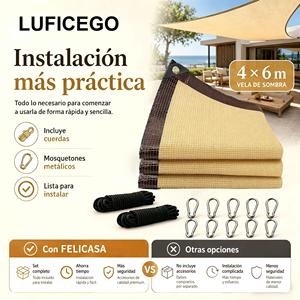 LUFICEGO Tenda Parasole Triangolare in HDPE Tessuto Stabilizzato ai Raggi UV per Esterni con Bordi Rinforzati e Set di Corde - Product Image 3