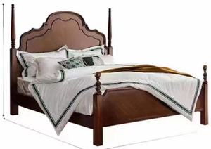 Premium Solid Wood Four Poster <b>Bed</b> Traditional Carved Tall Headboard Queen Size For Bedroom - Product Image 2