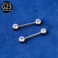 Gaby ASTM-F136 Titane Zircon G23 Sexy à filetage interne, Bijou de piercing mammaire pour femme, Anneau de téton géométrique et tendance