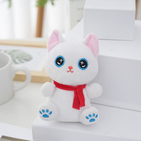 Jouet en peluche chat mignon, poupée chat en peluche Kawaii avec écharpe rouge, animal en peluche doux et moelleux, 3 couleurs, vente en gros, personnalisable