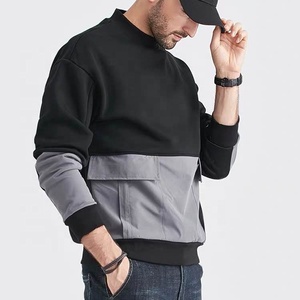 Gimnasio <span class=keywords><strong>Jersey</strong></span> bolsillo hombre Casual <span class=keywords><strong>cuello</strong></span> redondo suelto Patchwork Streetwear sudaderas para hombre - Product Image 3