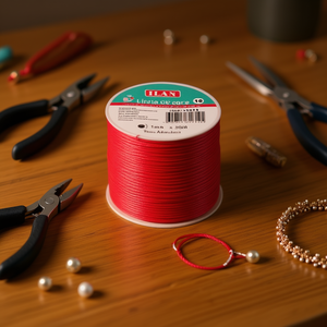 Cordoncino cerato ILAN 1 mm x 20 m colore rosso per la creazione di gioielli - Product Image 3