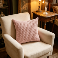 Coussin décoratif rose clair texturé effet pop-corn, coussin décoratif en tricot bulle doux pour canapé, lit, salon