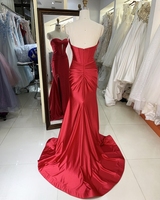 Robes de bal rouges en gros 2026 2027 – Robe de soirée en satin sans bretelles avec découpes et fente haute, style sirène – Fournisseur d'usine