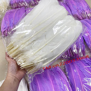 Оптовая продажа, фиолетовые белые синие оранжевые красные зеленые желтые смешанные цвета, декоративные перья из перьев из крыльев индейки для карнавала - Product Image 2