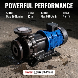 ปั๊มเคมีอุตสาหกรรมพลาสติก KDA-M25 5.5kW 7.5  ประสิทธิภาพสูง ปั๊มแบบแรงเหวี่ยงไร้ซีลแม่เหล็ก 220/380V สามเฟส - Product Image 2