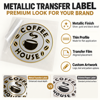 Autocollant de transfert métallique électroformé personnalisé, logo métallique 3D pour les emballages de café, les tasses et les boîtes cadeaux