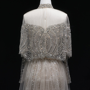 Vestido <span class=keywords><strong>de</strong></span> <span class=keywords><strong>Noche</strong></span> <span class=keywords><strong>de</strong></span> Lujo Sharon Said SS557 Color Champán con Capa, Mangas Largas y Sobre Falda Desmontable <span class=keywords><strong>para</strong></span> Mujer, Ideal <span class=keywords><strong>para</strong></span> Bodas y Fiestas - Product Image 6