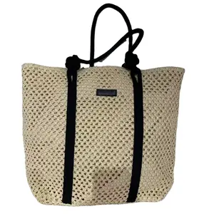 Papier Stroh Einkaufstasche Designer Häkel tasche Sommer Mode hand gewebte Häkel Bast Tasche