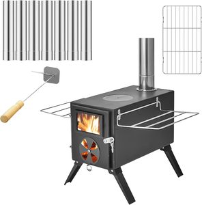 <span class=keywords><strong>Estufa</strong></span> Portátil para Tienda de Campaña para Acampar en Invierno - Calentador de Leña Compacto de Acero Inoxidable con Tubo de Chimenea - Product Image 1
