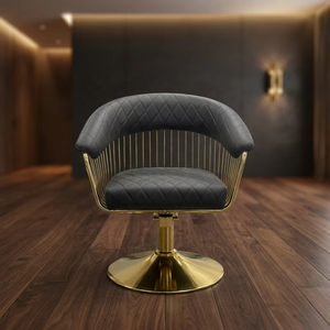 Sillón de Barbería Moderno de Cuero Sintético, Silla de Estilismo para Salón con Giro de 360 Grados y Altura Ajustable para Barbería - Product Image 4