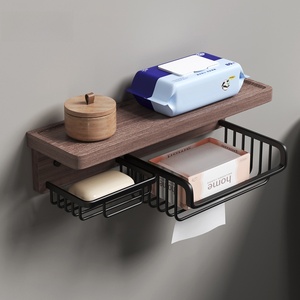 Portarrollos de Papel Higiénico y Toallas de Plástico Sólido, Multifuncional, con Cesta para Toallas, Sin Perforaciones - Product Image 3