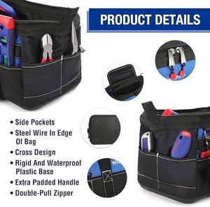 Oxford Tool Bag With Multiple Pockets Durable Portable Storage Blue And Black Simple Style For Work Use - Product Image 5