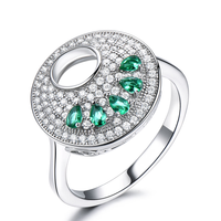 Pas cher prix Nano émeraude bague en argent en forme de larme bijoux féminins 925 bague en argent Sterling avec pierres précieuses