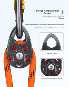 Attache-cordage anti-chute en alliage d'aluminium à anneau en D simple, capacité de charge 22KN - Product Image 3