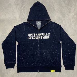 Cardigan con cappuccio e zip da uomo in pile felpato con motivo a lettere casual, modello AWFUL LOT - Product Image 4