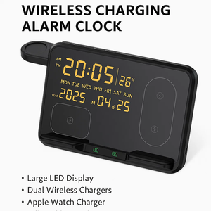 Produits d'usine les plus populaires, station de charge <span class=keywords><strong>sans</strong></span> <span class=keywords><strong>fil</strong></span> 3 en 1, chargeurs rapides 15 W pour téléphone, montre, station de charge d'alarme - Product Image 3