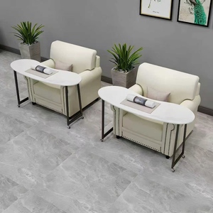 Sillón de Pedicura Moderno Tapizado con Ruedas, Superficie con Aspecto de Mármol, Muebles de Salón - Product Image 5