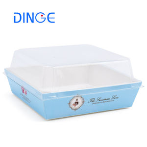 Boîte de papier avec le couvercle clair d'animal familier Sandwich transparent boîte d'emballage d'aliments cuits au four <span class=keywords><strong>gâteau</strong></span> boîte à emporter avec couverture pour animaux de compagnie 100 pièces par ensemble - Product Image 5