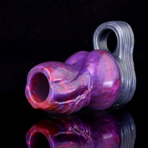 NNSX Fantasy Dog Knot Penis Sleeve Large Silicone Sheath Cock Enlargement & Extender Open Ended Hollow <b>Dildo</b> Sex Toys for Men - Product Image 2
