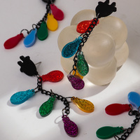Boucles d'oreilles pendantes tendance en acrylique pour femme, motif lumières de Noël punk colorées, style exagéré, vente en gros FS