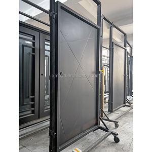 أبواب محورية أمامية خارجية حديثة من الصلب المعدني للفلل، أبواب حديدية أمنية للواجهات الخارجية للمنازل، أبواب دخول رئيسية - Product Image 5