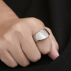 European American Style Irregular <b>Titanium</b> Steel <b>Ring</b> Water Drop Shape Geometric Design Men's Open <b>Ring</b> SA581 - Product Image 5